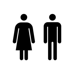 Man and woman icon. Vector toilet symbol. Male and female sign for restroom. Girl and boy WC pictogram for bathroom